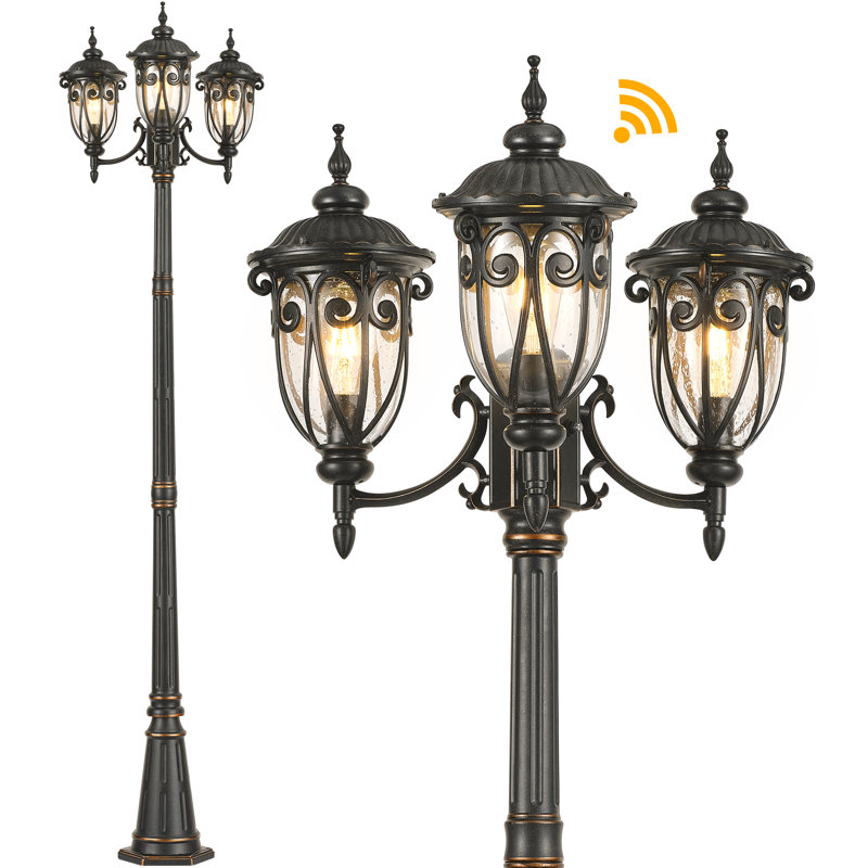 3-Head Oil Rubbed Bronze Outdoor Post Lights, Lamp Posts Outdoor Lighting Lantern