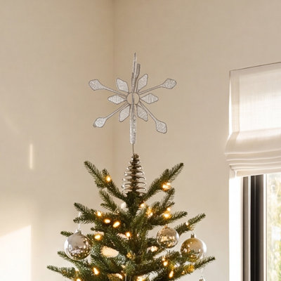 Silver Glass & Metal Snowflake Tree Topper