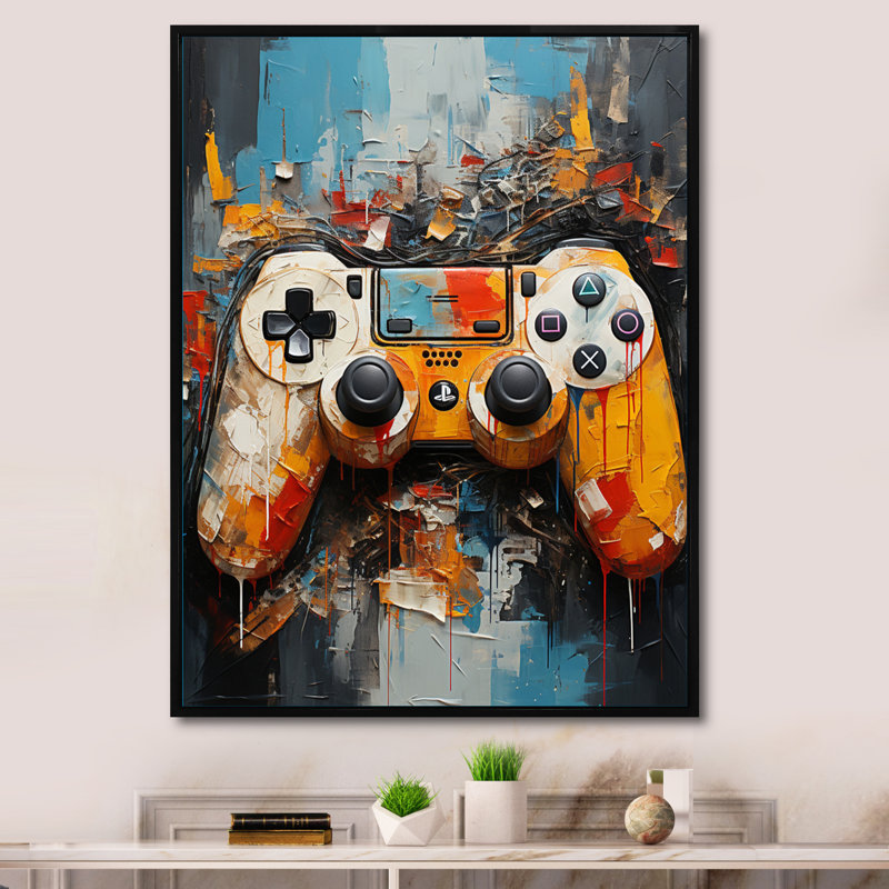 Coloré jeu vidéo Delight II - jeux vidéo sur toile, art mural, H 40 po x l 30 po x P 1,5 po, Cadre flottant noir