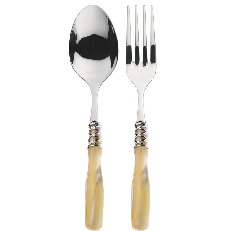 Arianna Stainless Steel Salad Servers, Ivory