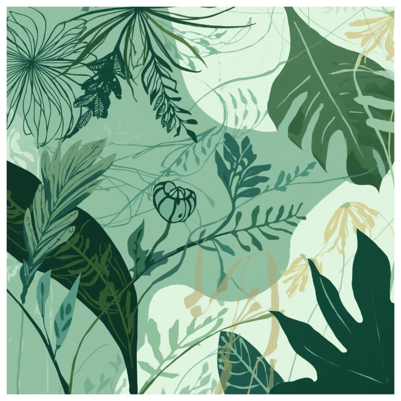 Coussins décoratifs Tropical Leaf Illustration, 14 x 14 inches