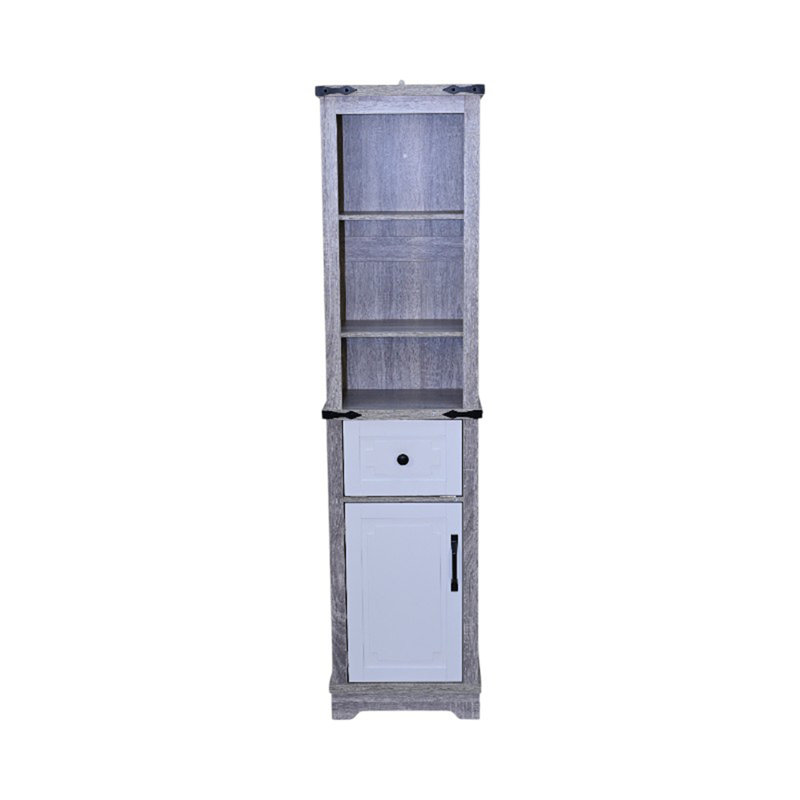Armoire de rangement pour salle de bain, Gris / Blanc