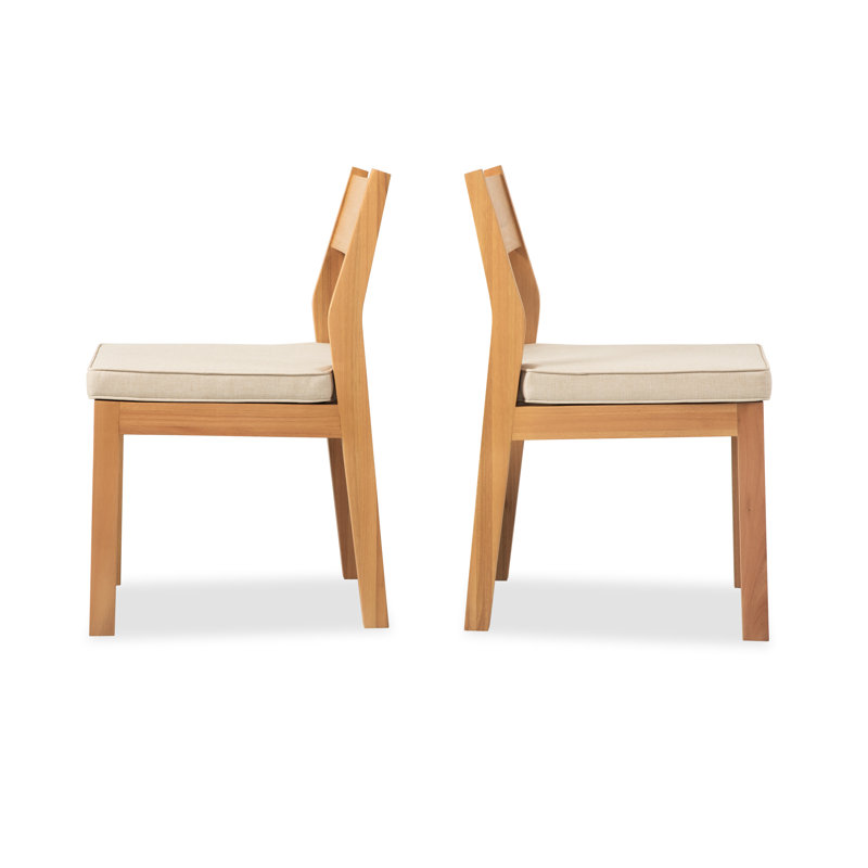 Chaise de patio en bois d'eucalyptus massif avec coussin (ensemble de 2)