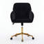 Chaise de bureau en velours, chaise de bureau pivotante noire avec base dorée pour bureau à domicile et chambre à coucher