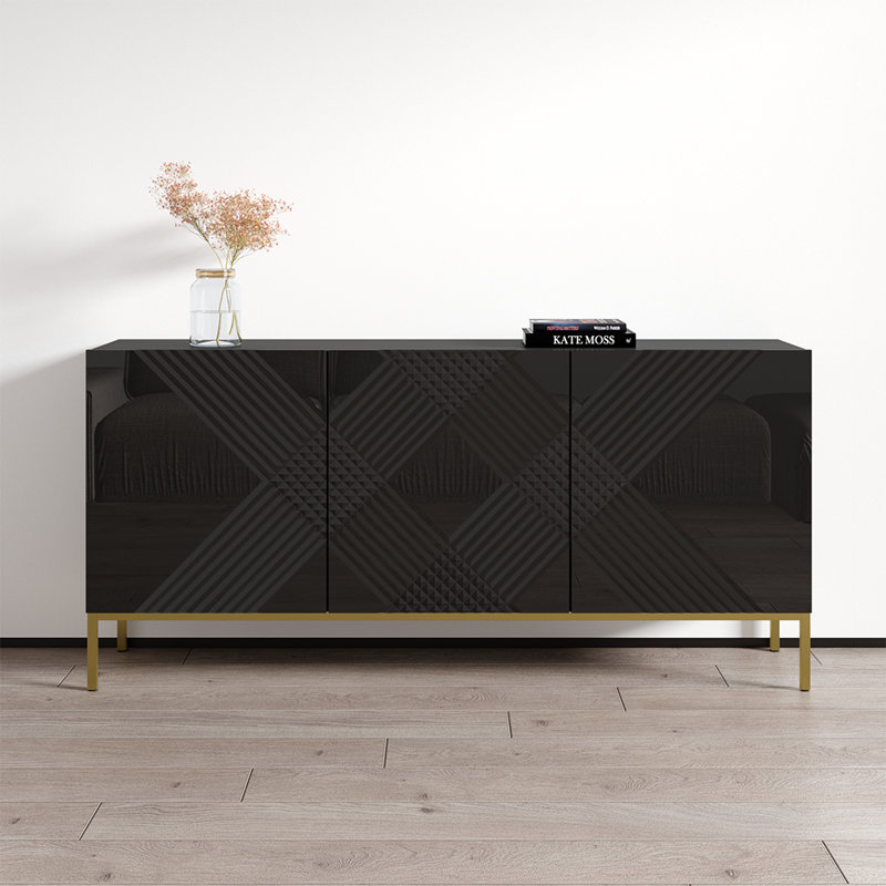 Wimbled 63" Sideboard with High Gloss Finish, Black