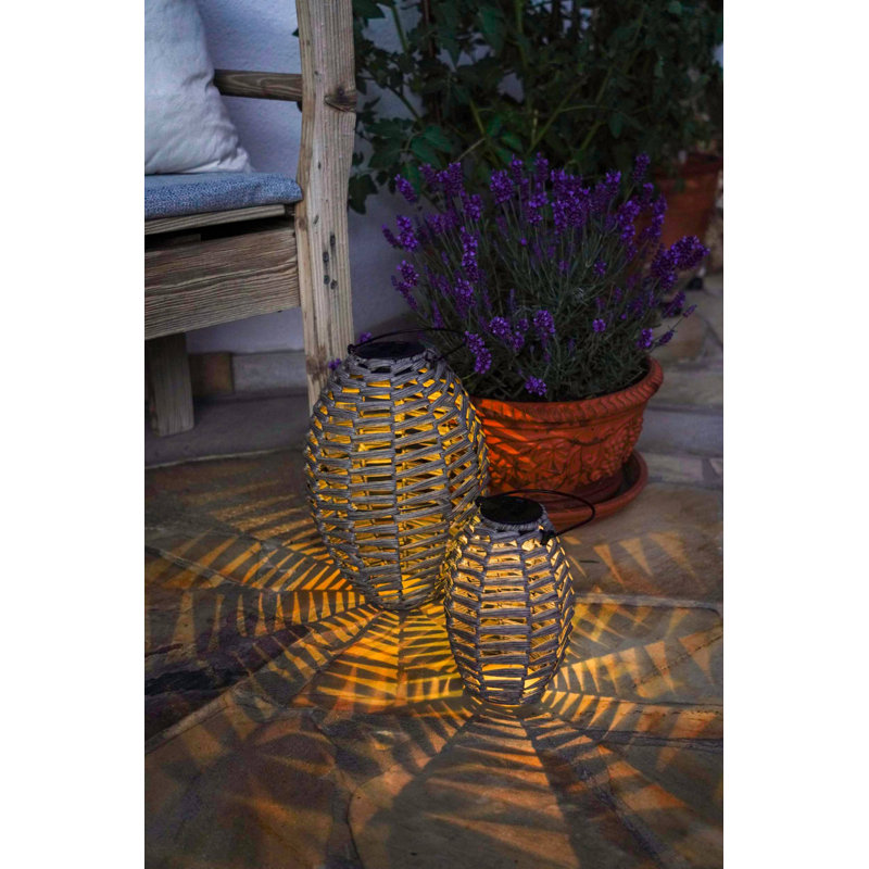 Aina Solar Powered Integrated LED Jar Lantern, 20.5cm H x 16cm W x 16cm D