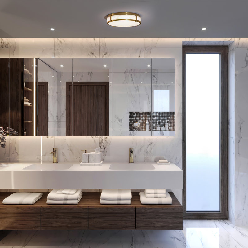 Constantine 14In LED Flush Mount 3000K, Aged Brass, 18"