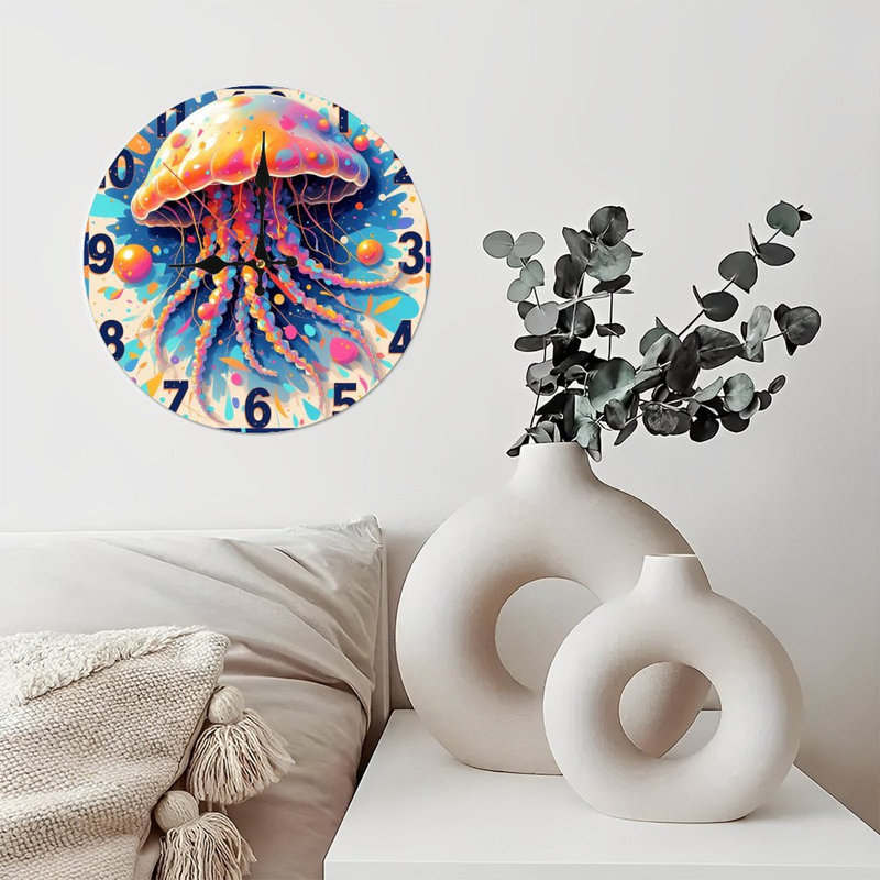 Horloge murale en bois 10 po, mouvement silencieux, à piles (piles AA non incluses), décor artistique, parfait pour les décorations