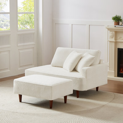 Mashawna Upholstered Chaise Lounge and Stool by Ebern Designs