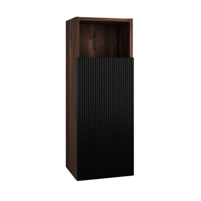 CC1014S110.309 Black & Walnut Bathroom Floating Side Cabinet