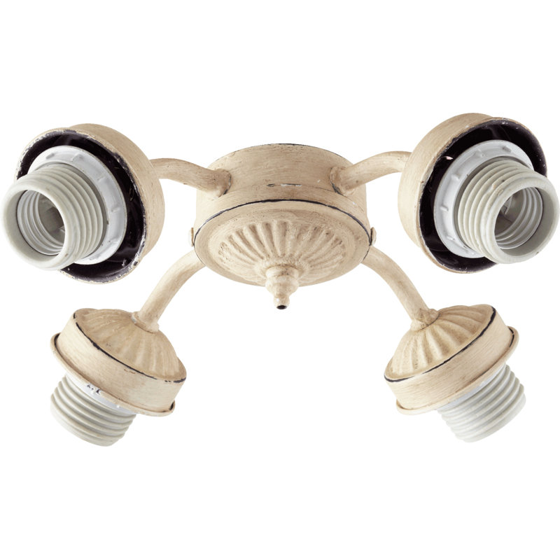 Ventilateur de plafond 4 lumières, Fluorescent, Blanc perse