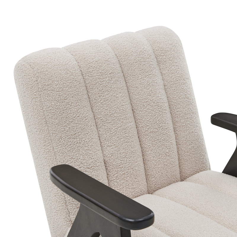 Chaise d'appoint moderne avec fauteuil contemporain en bois massif, Beige