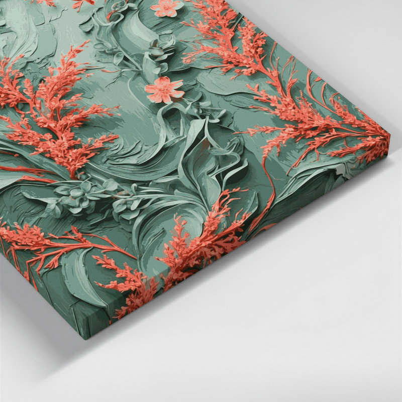 "Abstract Florals 73", art mural sur toile grise, H 32 po x l 32 po