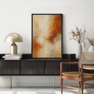 «Warm Amber and Beige Abstract Color Blend», reproduction d'art sur toile encadrée