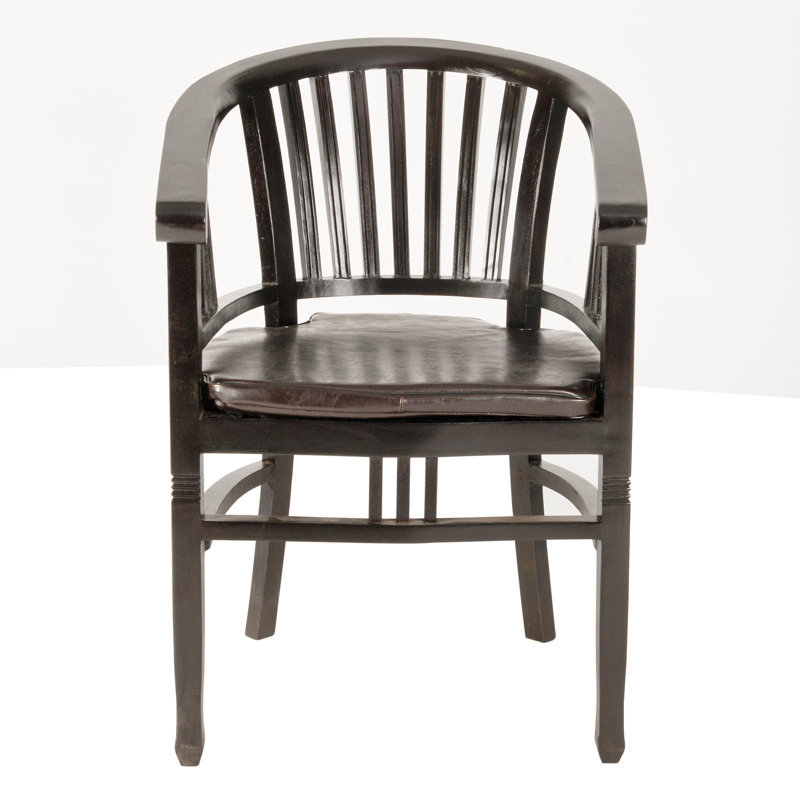 Odling 47cm H Solid Wood Slat Back Armchair, Dark Brown