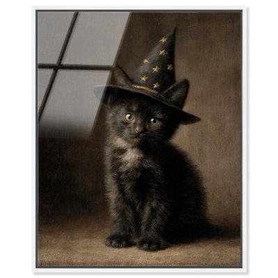 Mystic Meow, impression murale rétro encadrée par Art Remedy, cadre blanc, 16 x 20