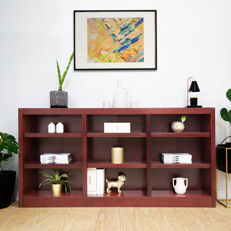 Orient Triple Wide Wood Bookcase, 9 Bookshelf, 36 inch Tall Storage and Display Bookshelf for Home Office and Living Room