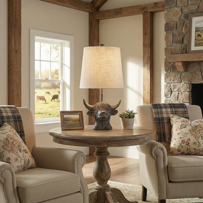 Lampe de table 19 po Highland Cow Head