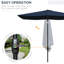 Parasol de patio bleu rectangulaire de 6,5 pi x 10 pi, parasol de table d'extérieur avec manivelle pratique, inclinaison à bouton-poussoir et plus de 50 fonctions de protection et de protection