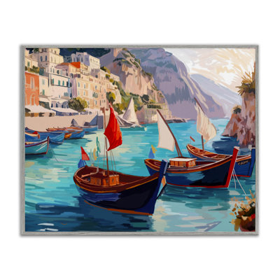 Capri Boat Marina View  Framed Giclee Art by Amelia Noyes
