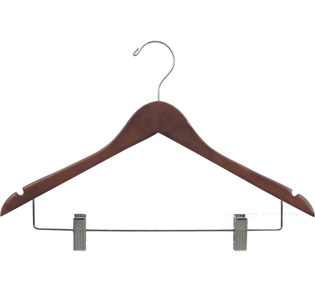 Wood Non-Slip Hangers with Clips for Skirt/Pants (Set of 25) Rebrilliant