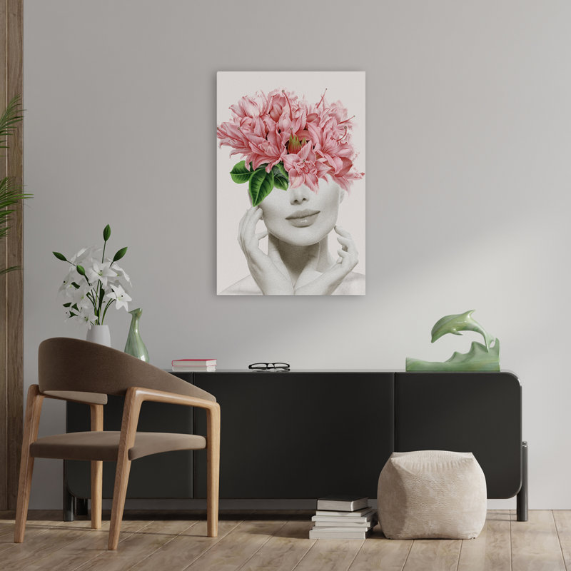 «Flower Smile» - Illustration florale et botanique surréalisme, H 36 po x l 24 po