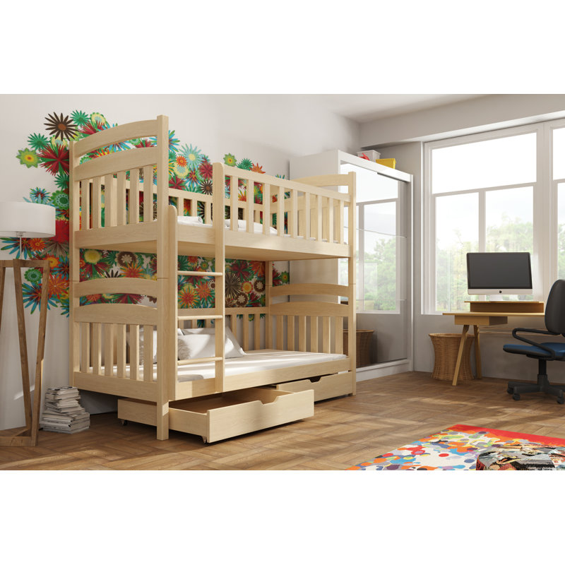 Peregrine Bunk Bed with Storage Included with Built-in Ladder Included, Pine