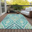Tapis bleu sarcelle en polyester tissé à la machine intérieur / extérieur Alleigh-2068870277