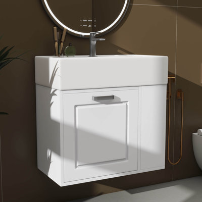 Meuble-lavabo flottant mural de 21,8 po avec meuble-lavabo, grand tiroir et tablette réglable