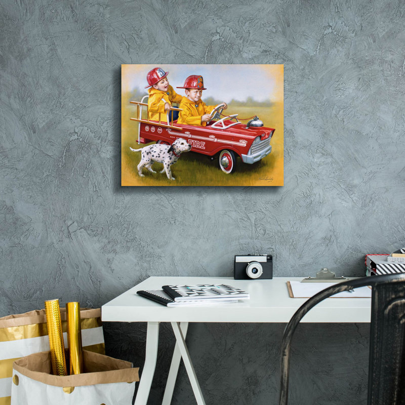 «1959 Murray Fire Truck» par David Lindsley, art mural sur toile, H 12 po x l 16 po x P 0,75 po