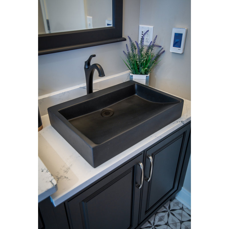 Eden Bath 15.2'' Concrete Rectangular Bathroom Sink, Black