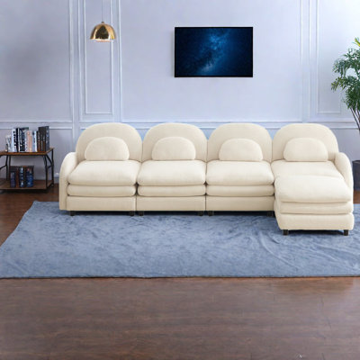 Cloud Comfort Sectionals Teddy 4 Seat Modern Modular Home Sofa