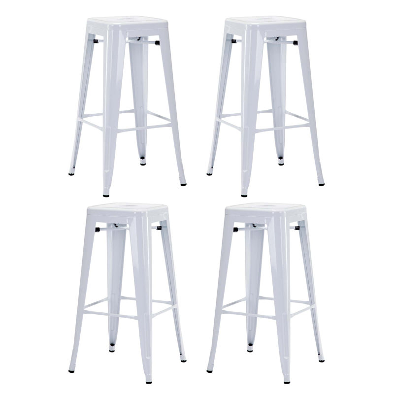 Stainless Steel Outdoor Stool, Glossy White