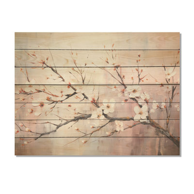 Cerisier rose et blanc II - cerisier sur bois