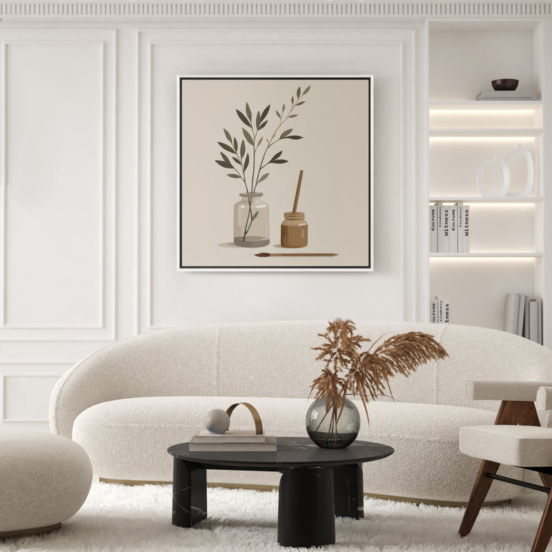Art mural encadré abstrait rétro antique classique pour chambre à coucher, H 16 po x l 16 po, Blanc