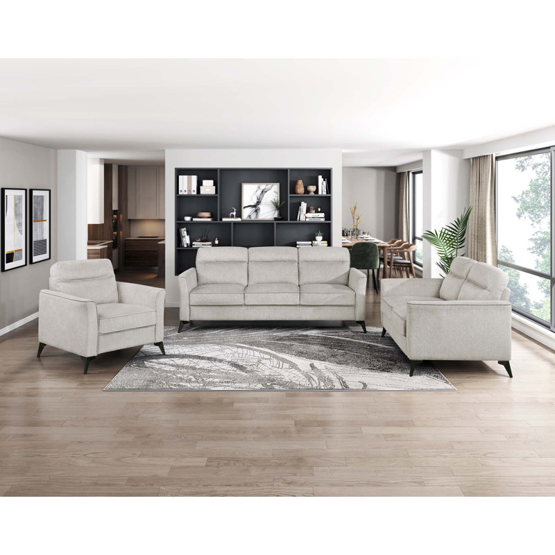 Chaise de salon moderne rembourrée en microfibre avec coussins confortables, Tanné