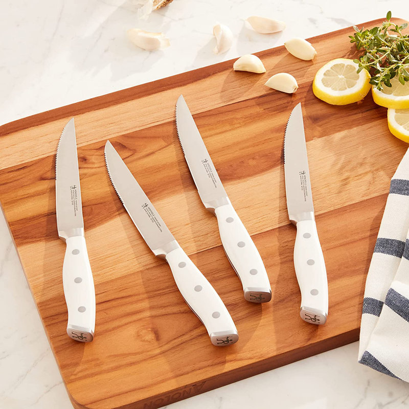 HENCKELS Forged Accent Set of 4 Steak Knife Set, German Engineered Informed by 100+ Years of Mastery, White