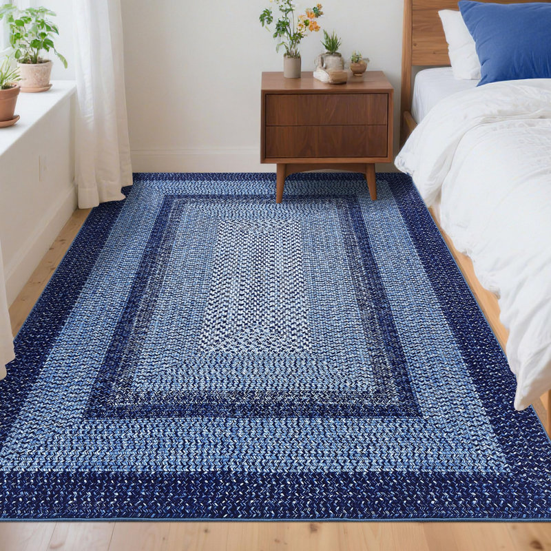 Tapis lavable à la machine Farmhouse, Rectangulaire 3 pi x 5 pi, Marine