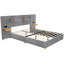 Upholstered Grey Velvet Queen Bed With Outlet & , Bedside Storage Included In Charging Ports, Outlets, And