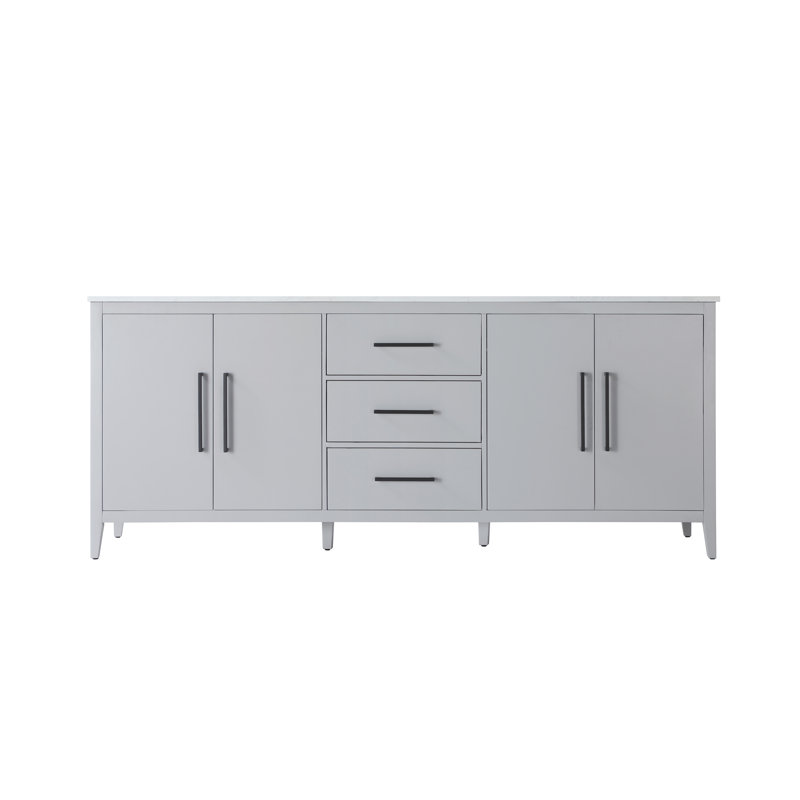 Meuble-lavabo double 84 po, Gris