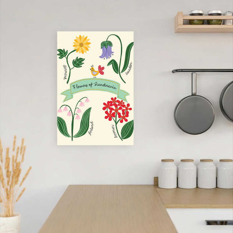 Flowers Of Scandinavia Colorful Vibrant Bird Flower Nature Wall Art Print 1 Piece Wrapped Canvas Wall Art