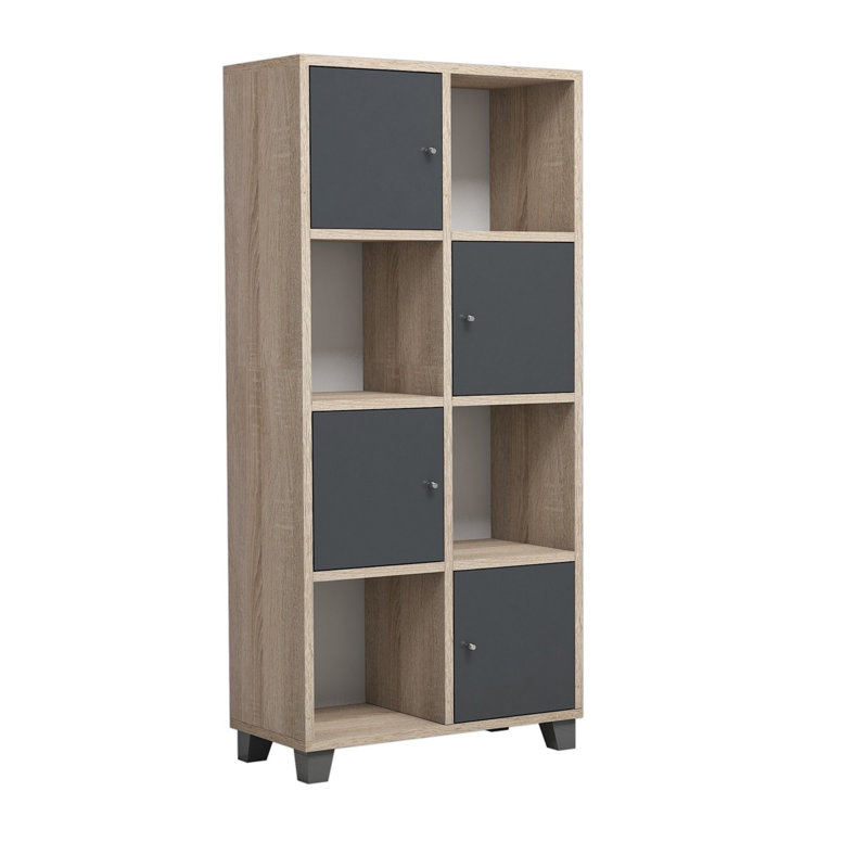 Bibliothèque à cubes H 51,02 "x l 23,62" Buller, Chêne / gris