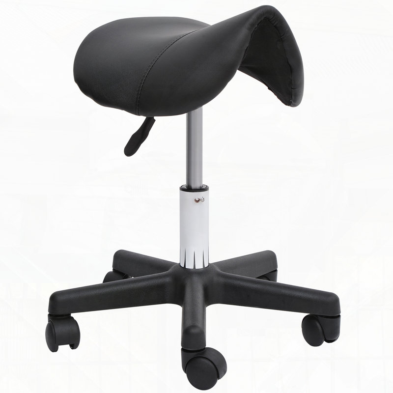 Tabouret ergonomique en similicuir à roulettes avec pivot et hauteur réglable