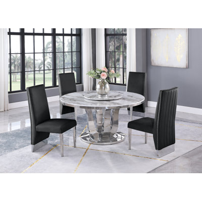 Lincolndale 4 - Person Marble Top Pedestal Dining Set