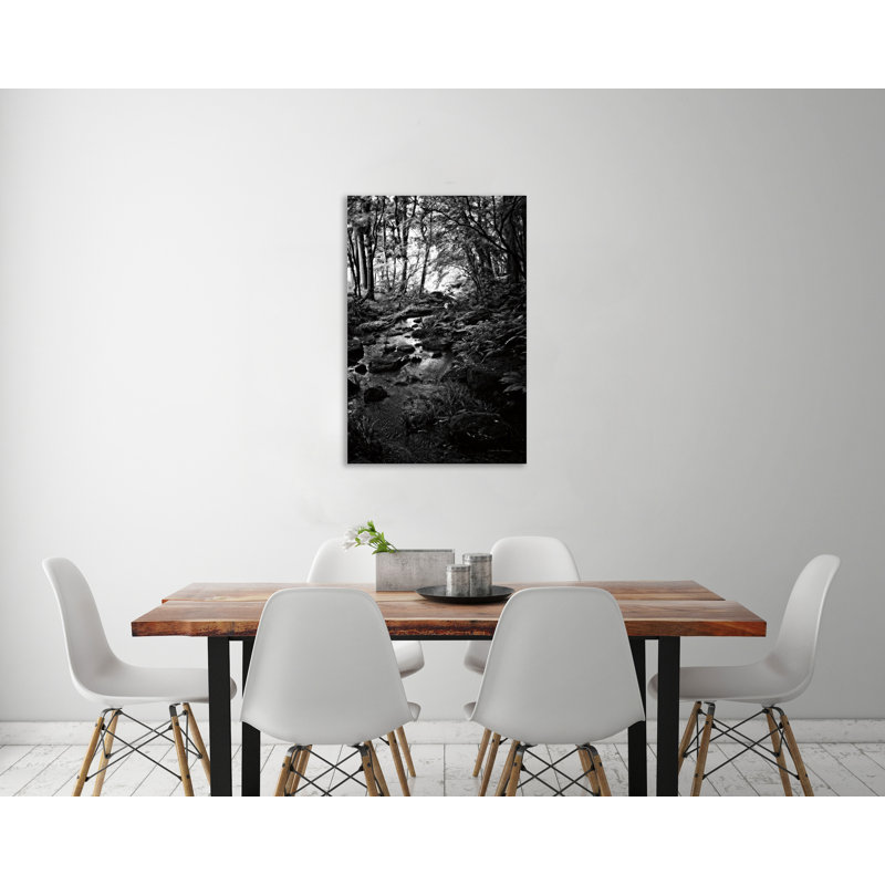 "Lush Creek In Forest BW", toile tendue par Debra Van Swearingen, H 24 po x l 16 po x P 1,5 po