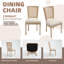 Set of 2 Dining Chairs with Rattan Back, Linen Upholstery