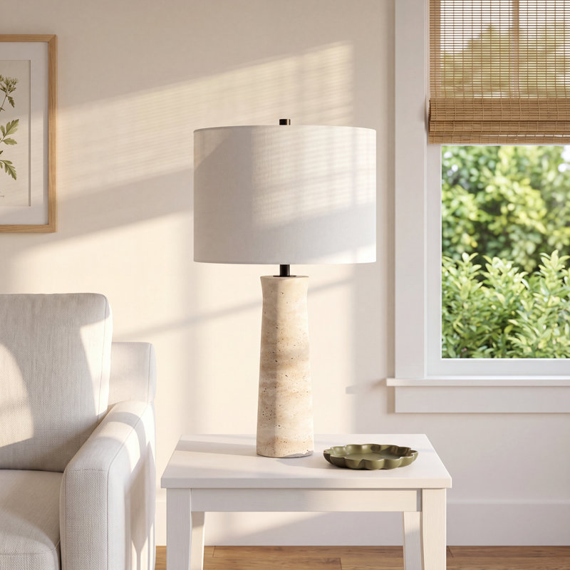 Murano Stone Table Lamp, Ivory