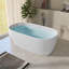 Baignoire à glissière ovale autoportante en résine de couleur unie avec drain central 59 po