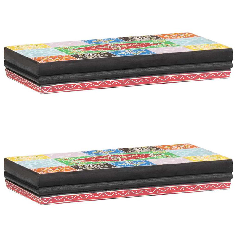 Wall Shelves 2 Pcs Multicolour Solid Mango Wood, 6cm H x 40cm W x 20cm D