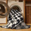 Tapis à carreaux gris BCBG lavable à la machine Arverne-1806933701